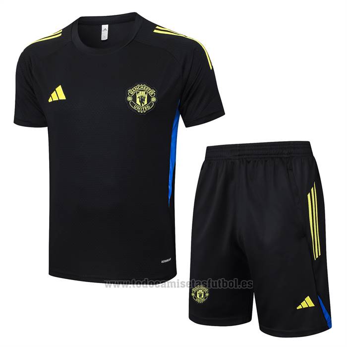 Chandal del Manchester United Manga Corta 2025-2026 Negro - Pantalon Corto